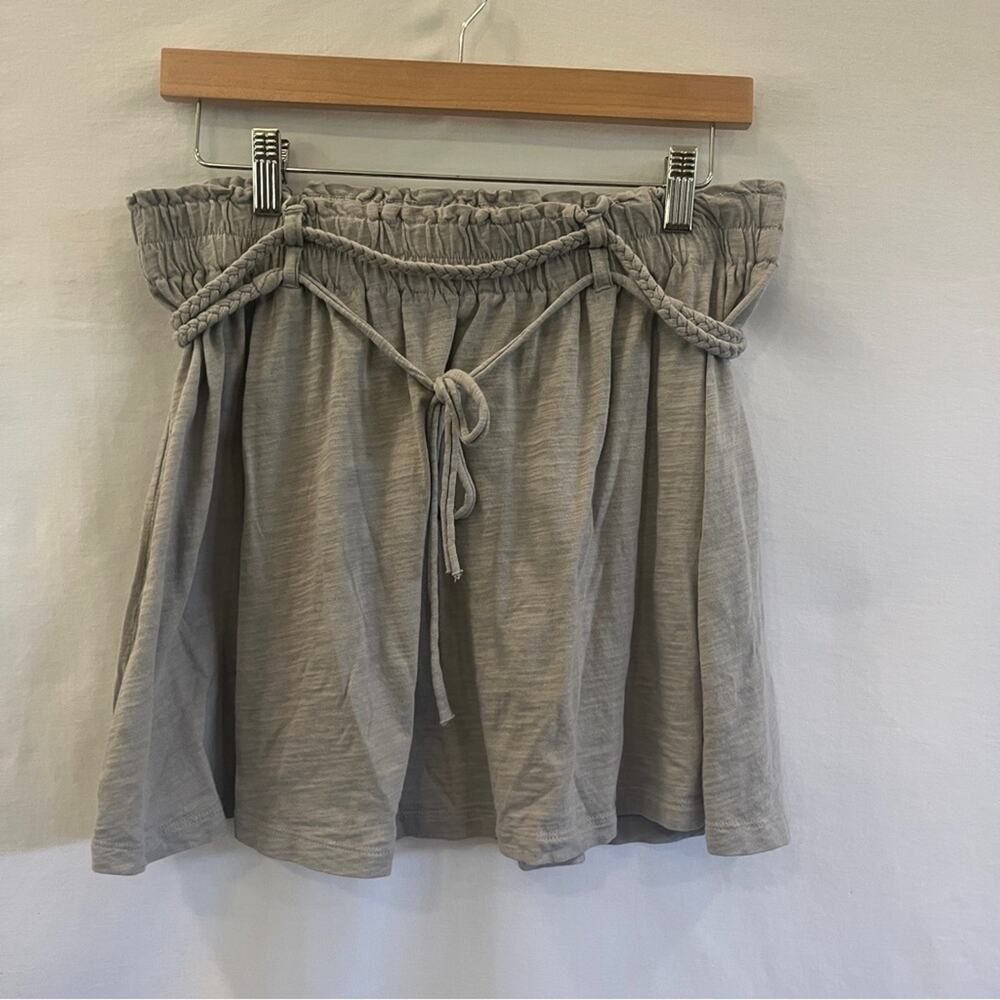 Old Navy Light Gray Knit Cotton Mini Skirt Belted Lightweight Womens Size Medium